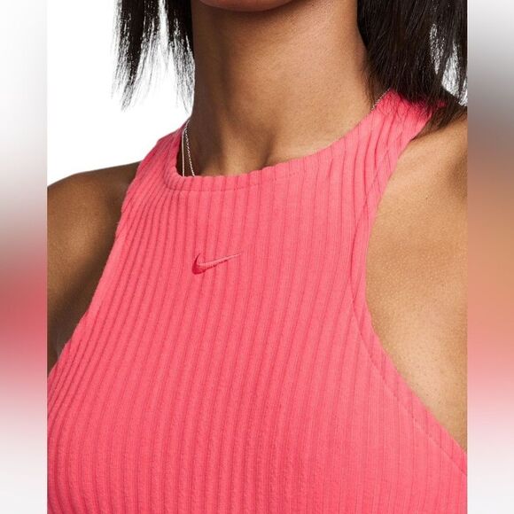 Nike Sportswear Chill Rib Slim Sleeveless Midi Dress Aster Pink XS(FN3679-629） - Picture 3 of 12